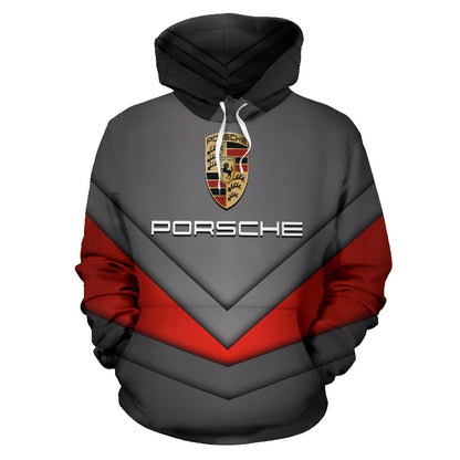 Sweat à capuche unisexe Porsche noir rouge 3D V46