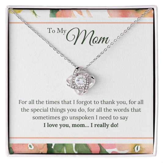 Je t'aime maman, j'aime vraiment le collier noeud, collier maman, cadeau d'anniversaire maman, cadeaux fête des mères