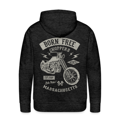 choppers Born Free Motorcycle Men’s Premium Hoodie - charcoal grey