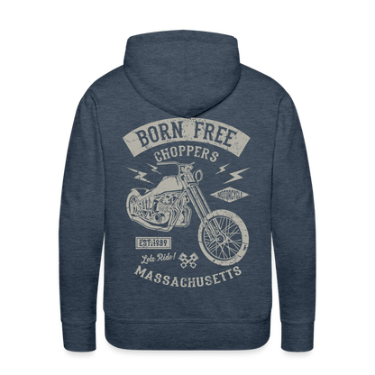 choppers Born Free Motorcycle Men’s Premium Hoodie - heather denim