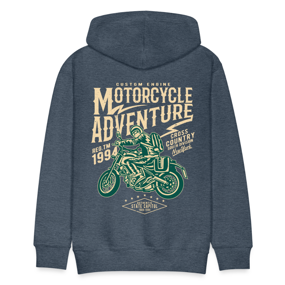 Motorcycle Adventure Men’s Premium Hoodie - heather denim