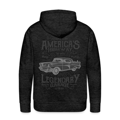 vintage car design America Highway Men’s Premium Hoodie - charcoal grey