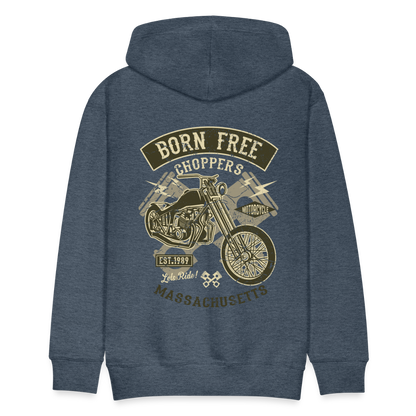 Born Free Choppers Motorcycle Men’s Premium Hoodie - heather denim