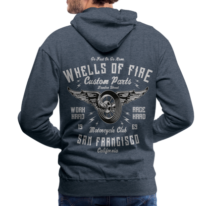 Wheels of fire Motorcycle Club Men’s Premium Hoodie - heather denim