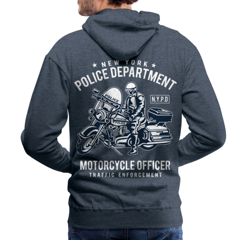 New York Police Department Motorcycle Officer Men’s Premium Hoodie - heather denim