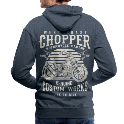 West Coasr Chopper Motorcycle Garage Men’s Premium Hoodie - heather denim