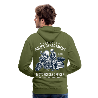 New York Police Department Motorcycle Officer Men’s Premium Hoodie - olive green