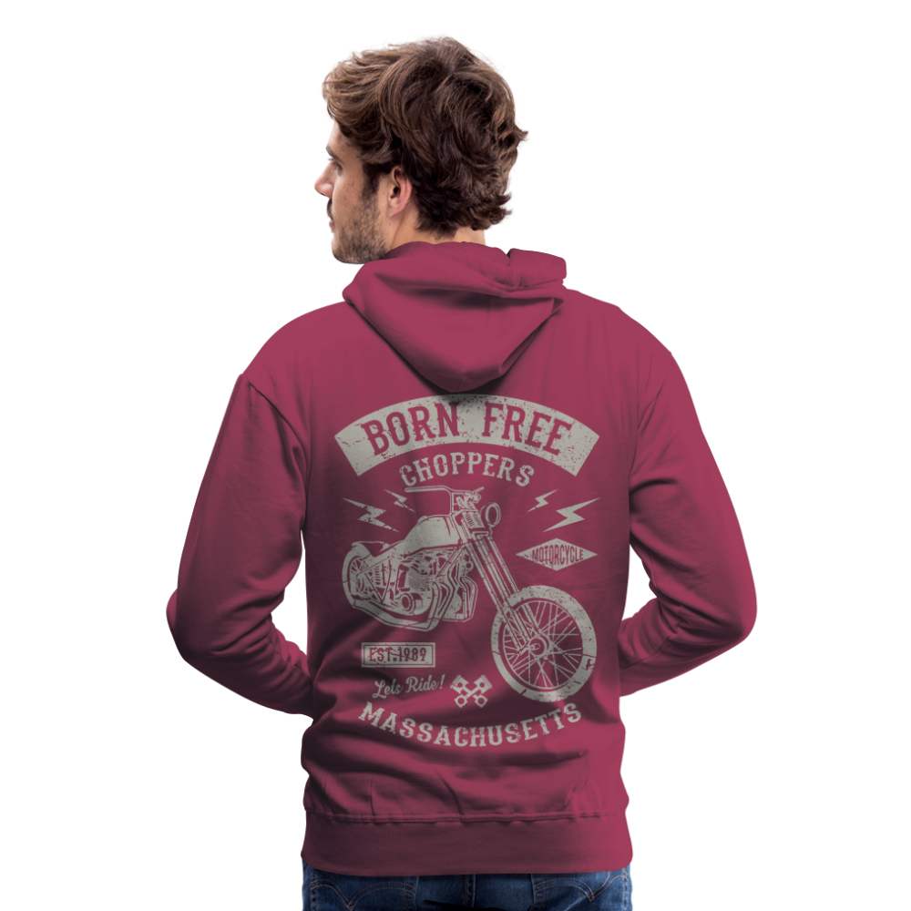 choppers Born Free Motorcycle Men’s Premium Hoodie - bordeaux