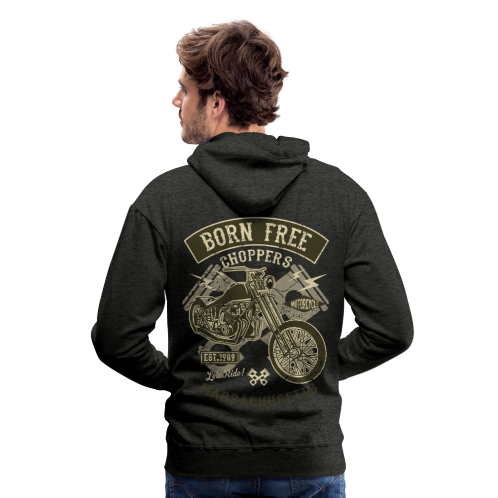 Born Free Choppers Motorcycle Men’s Premium Hoodie - charcoal grey