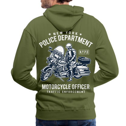 New York Police Department Motorcycle Officer Men’s Premium Hoodie - olive green