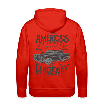 vintage car design America Highway Men’s Premium Hoodie - red