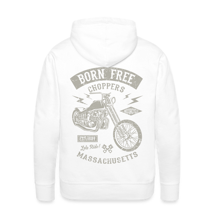 choppers Born Free Motorcycle Men’s Premium Hoodie - white