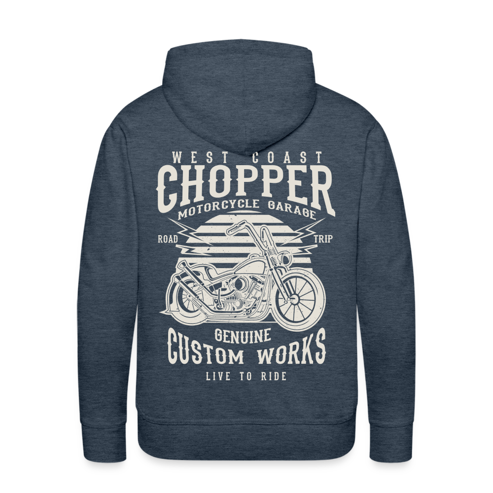 West Coasr Chopper Motorcycle Garage Men’s Premium Hoodie - heather denim