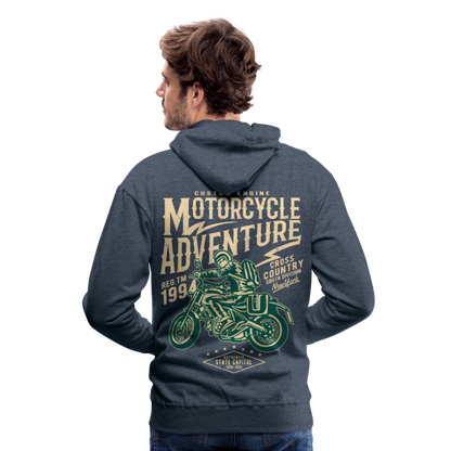 Motorcycle Adventure Men’s Premium Hoodie - heather denim