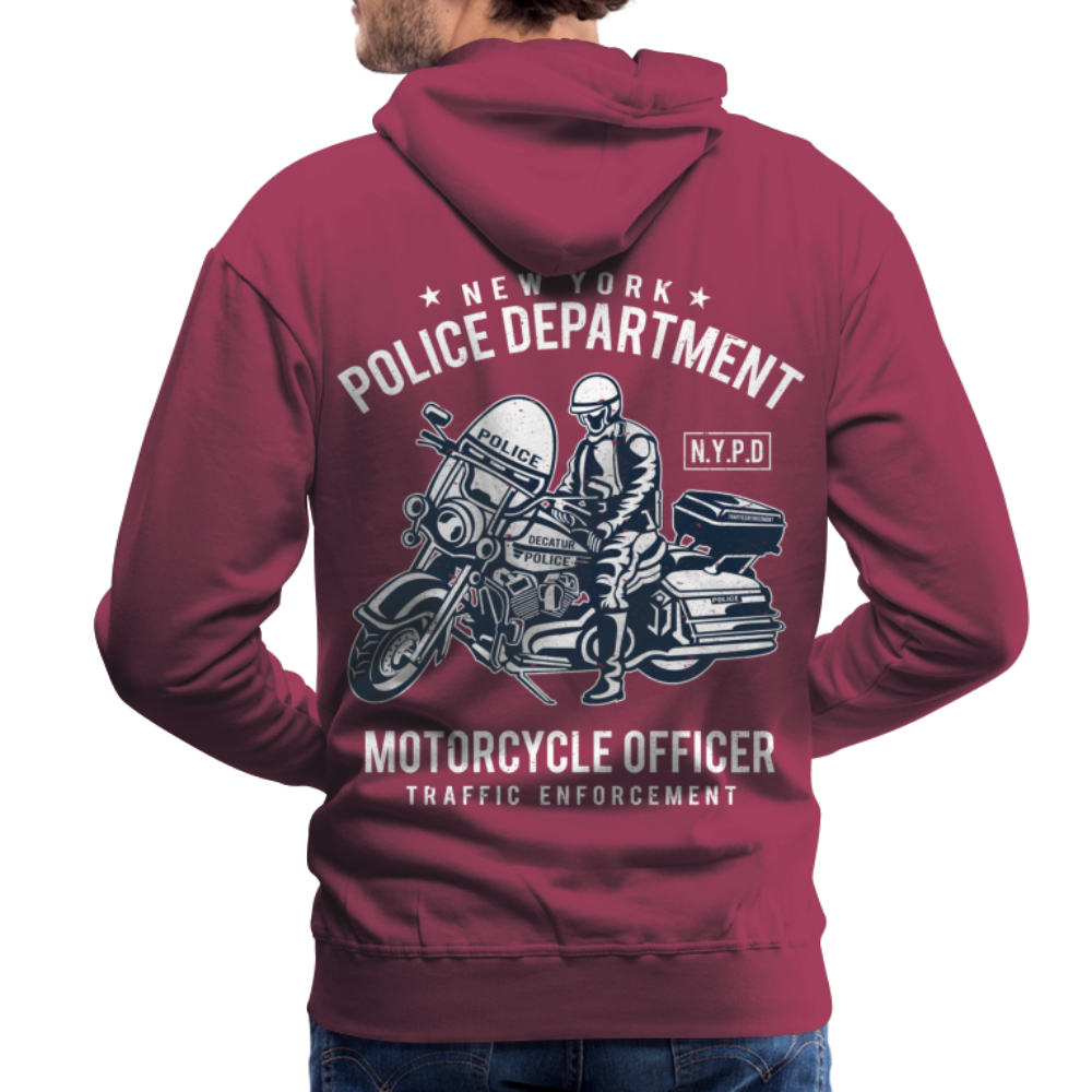 New York Police Department Motorcycle Officer Men’s Premium Hoodie - bordeaux