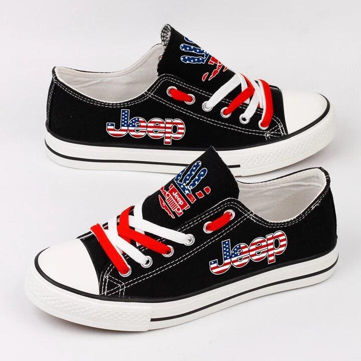 Chaussures basses en toile noires Jeep Wave avec drapeau américain