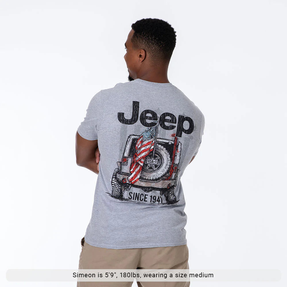 T-shirts Jeep depuis 1941 unisexe imprimé sur toute la surface gris chiné