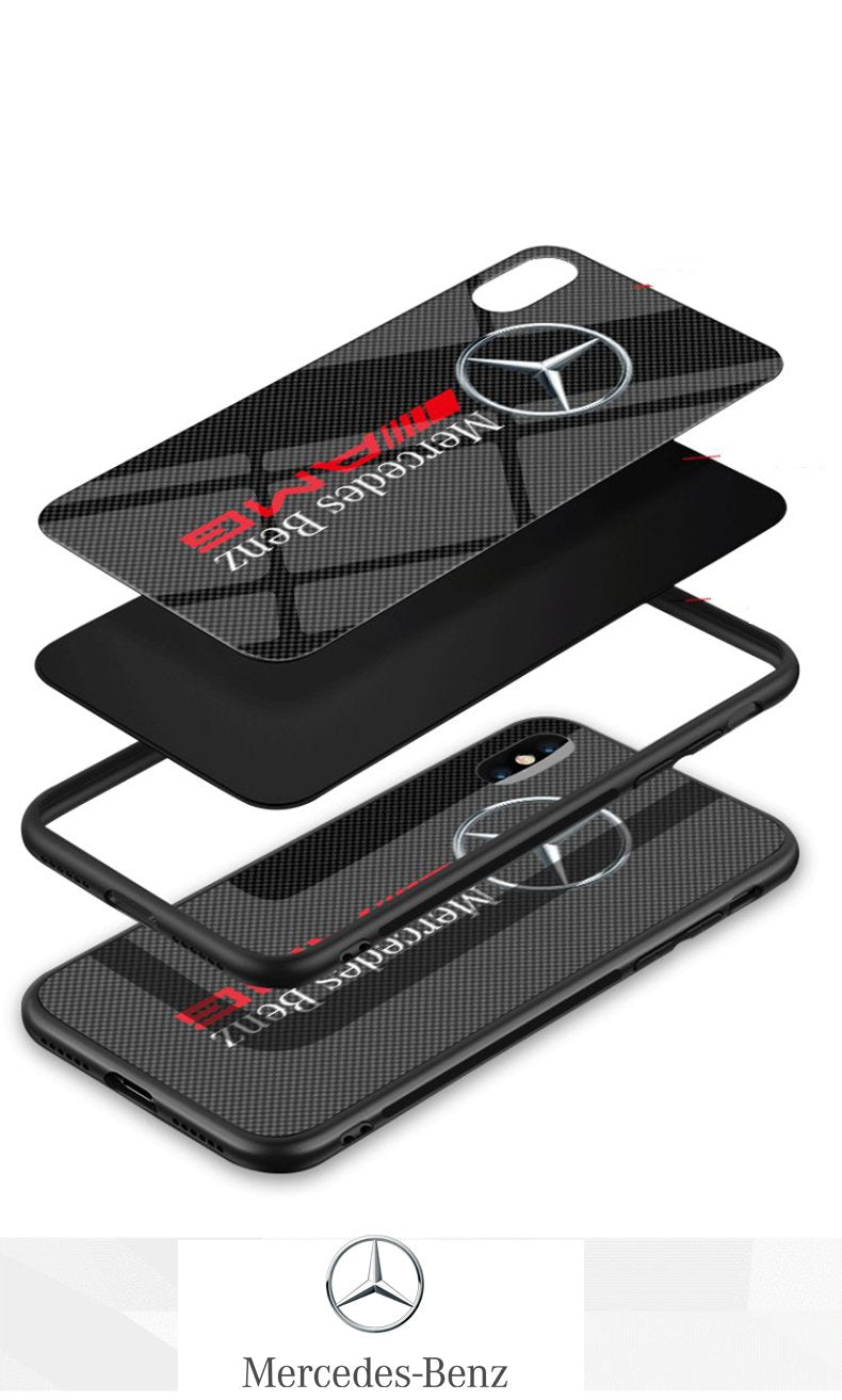 Coque de protection anti-chute en verre trempé pour iPhone Mercedes