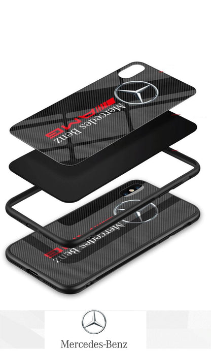 Coque de protection anti-chute en verre trempé pour iPhone Mercedes