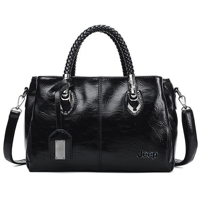 Jeep Triple Zipper Leather HandBag-bag-Driver Apparel-Black-Driversapparel.com