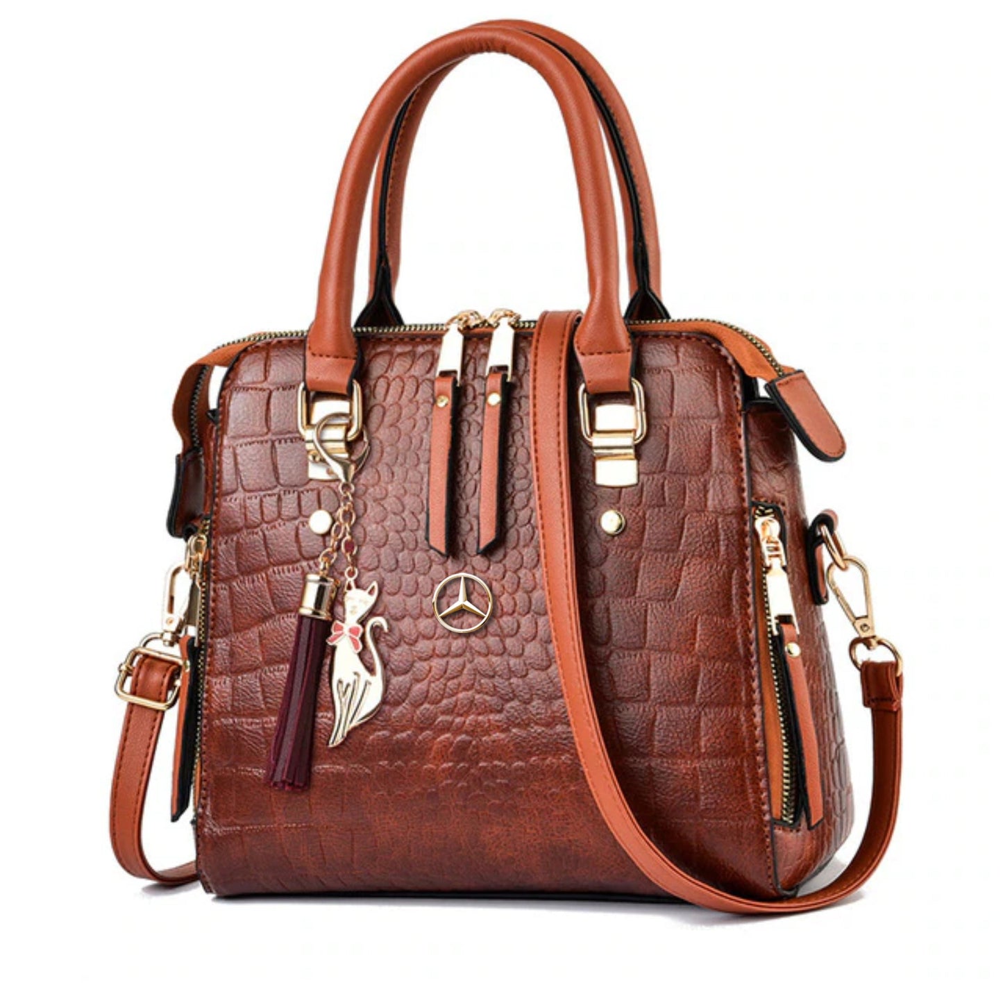 Mercedes Alligator Leather Handbag-bag-Driver Apparel-Marron-Driversapparel.com