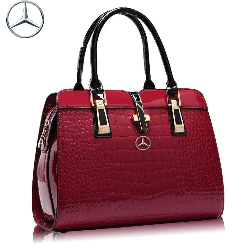 Mercedes Crocodile Leather Tote Bag-bag-Driver Apparel-Red-Driversapparel.com