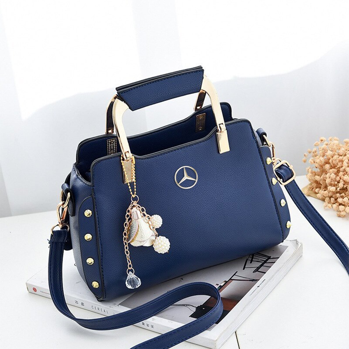 Mercedes Genuine Leather Ladies Handbag-bag-Driver Apparel-Blue-Driversapparel.com