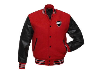 Veste Varsity Ducati avec manches en cuir pur