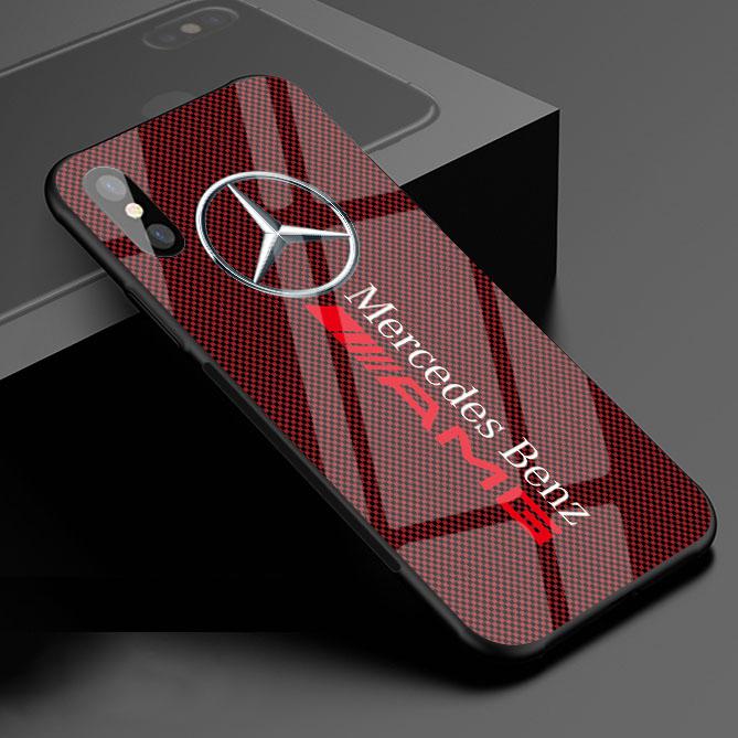 Coque de protection anti-chute en verre trempé pour iPhone Mercedes