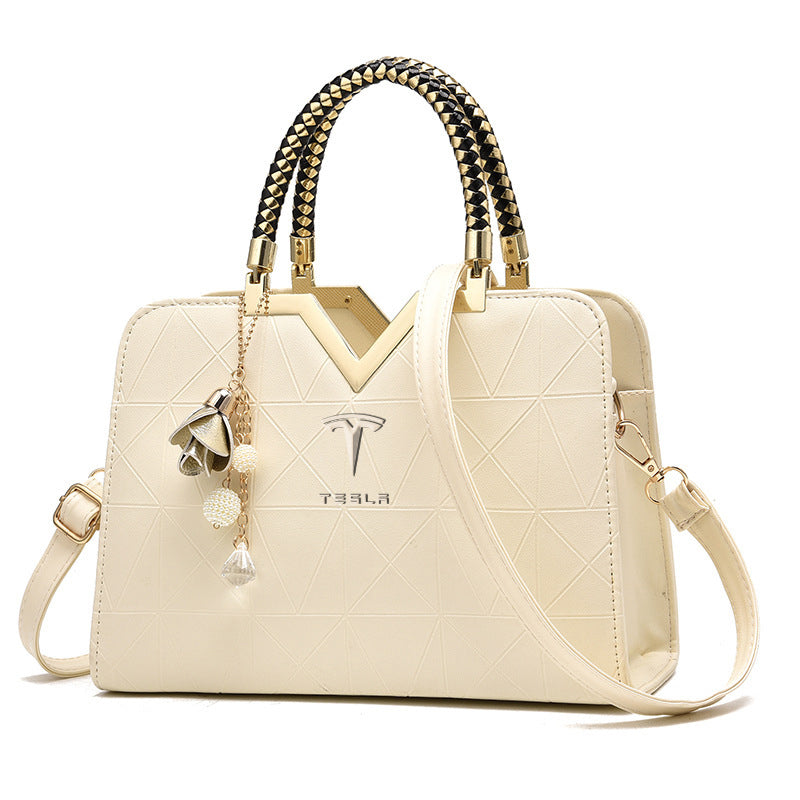 Tesla Spring Women&#8217;s Handbag-bag-Driver Apparel-Beige-Driversapparel.com