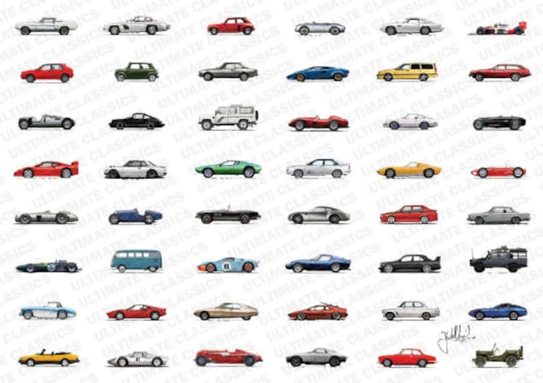 Affiche d'art imprimée Ultimate Car Classics