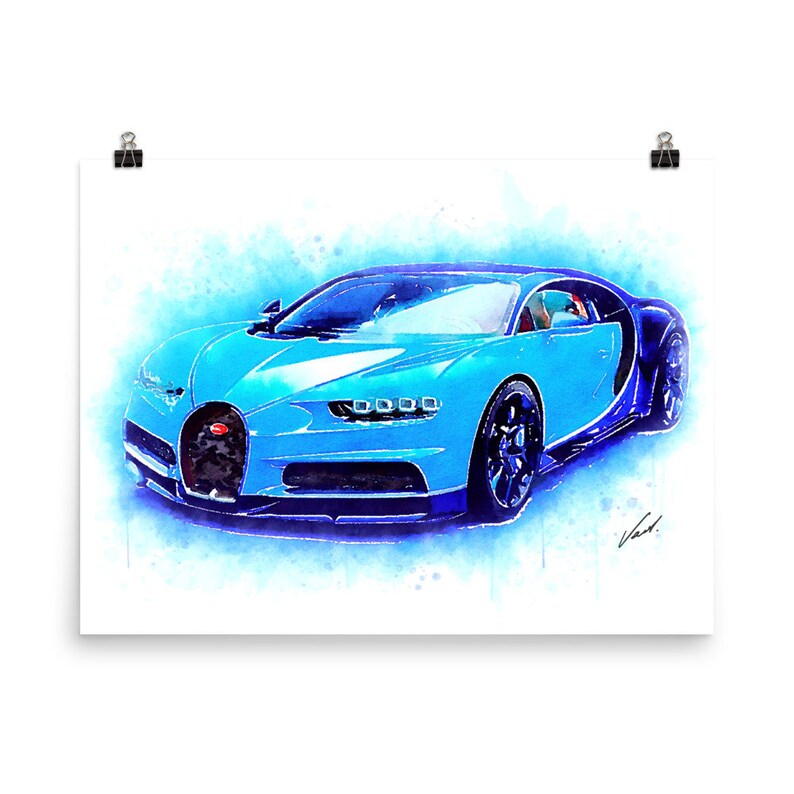 Impression d'art de supercar à l'aquarelle - Cadeau unique pour les passionnés de voitures