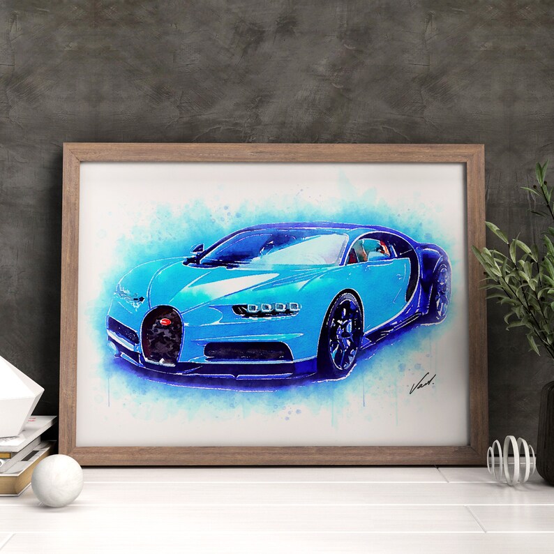 Impression d'art de supercar à l'aquarelle - Cadeau unique pour les passionnés de voitures