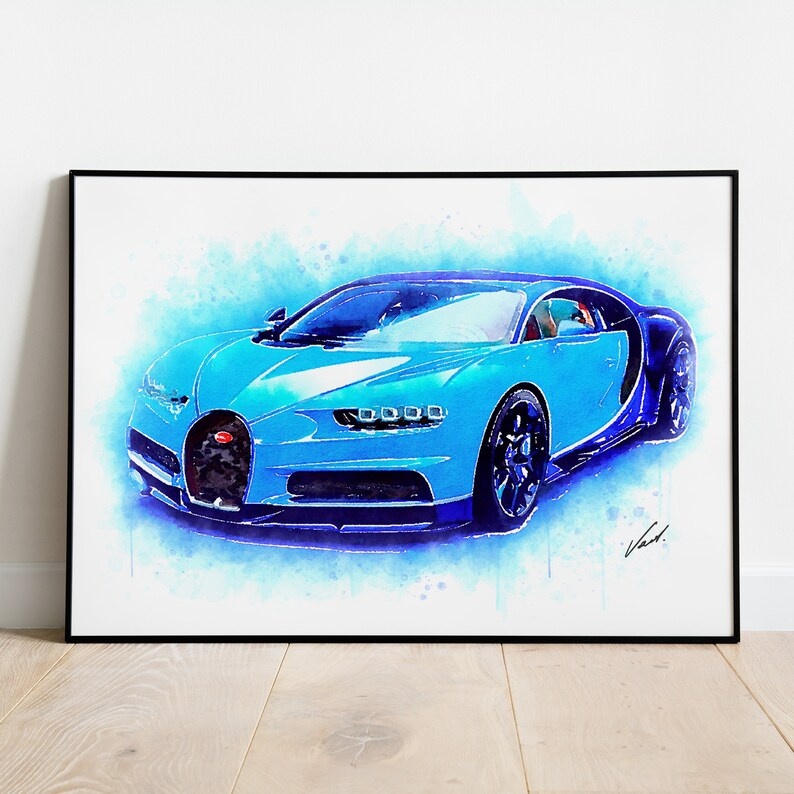 Impression d'art de supercar à l'aquarelle - Cadeau unique pour les passionnés de voitures