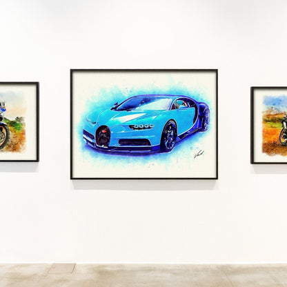 Impression d'art de supercar à l'aquarelle - Cadeau unique pour les passionnés de voitures