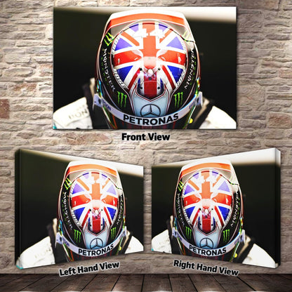 Impression sur toile : Casque Union Jack de Hamilton à Silverstone