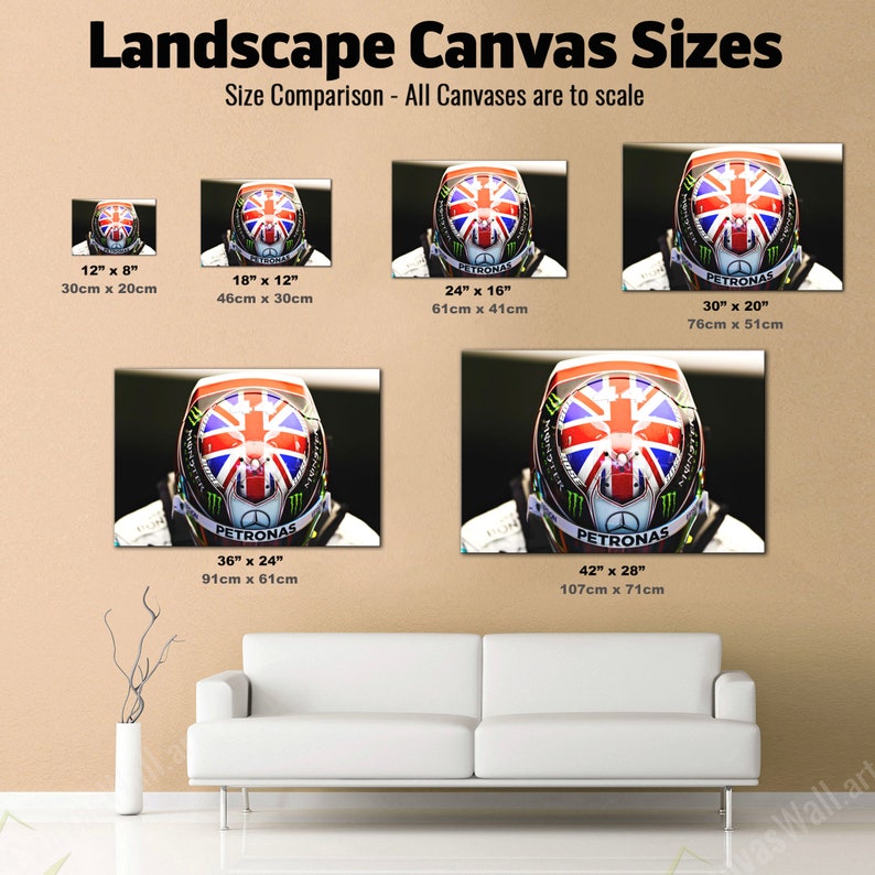 Canvas Print: Hamilton's Silverstone Union Jack Helmet_driver_clothing_drivi.store