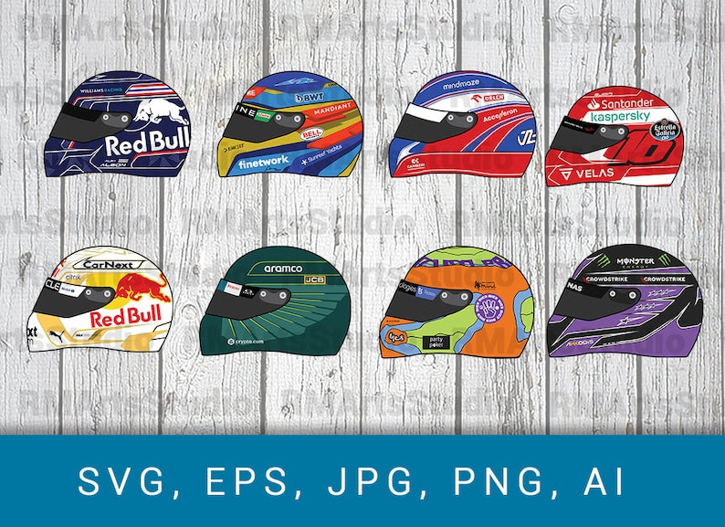 Pack de casques de Formule 1 2022 : fichiers de découpe SVG pour les pilotes