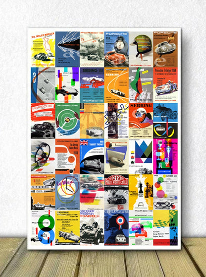 Collection d'affiches de course Porsche vintage