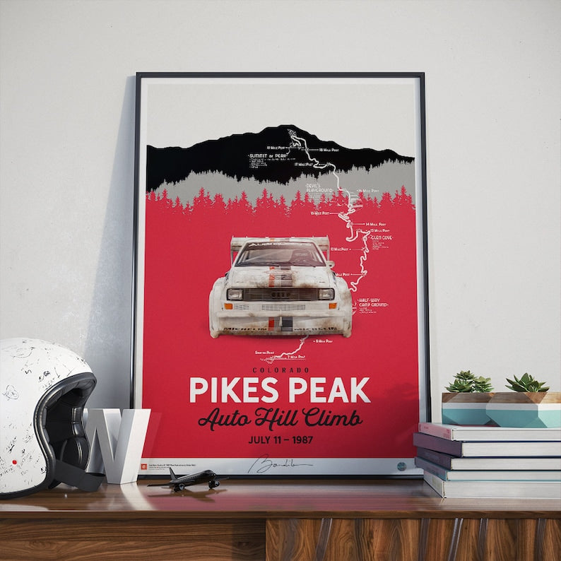 Affiche de collection Audi Quattro S1 Pikes Peak 1987