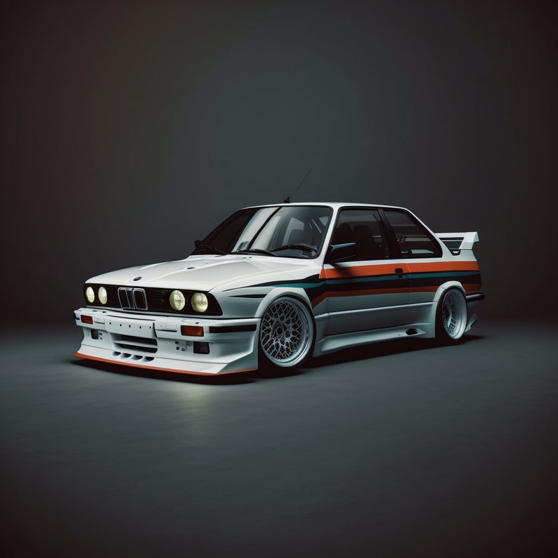 5-Pack BMW M3 Digital Posters: Vintage Sports Car Art