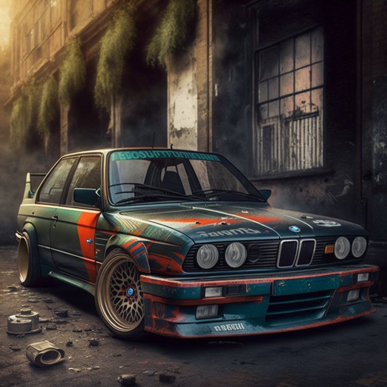 5-Pack BMW M3 Digital Posters: Vintage Sports Car Art