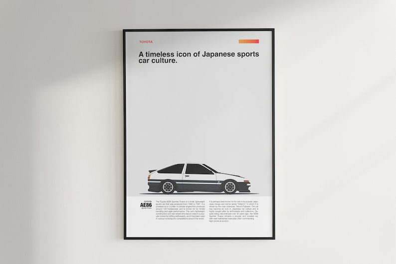 AE86 Trueno Wall Art: JDM Drift Car Decor_driver_clothing_drivi.store