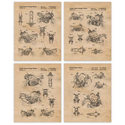 Vintage Motorcycle Patent Prints Set of 4