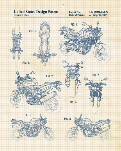 Vintage Motorcycle Patent Prints Set of 4_driver_clothing_drivi.store