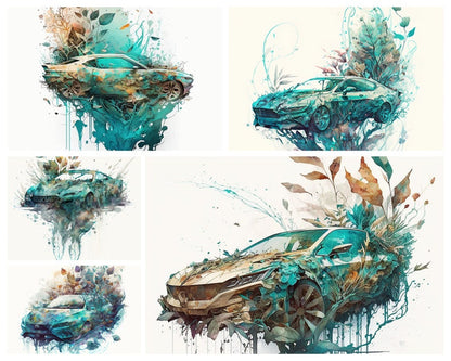 Watercolor Future Cars: 41 Artistic Automotive Illustrations