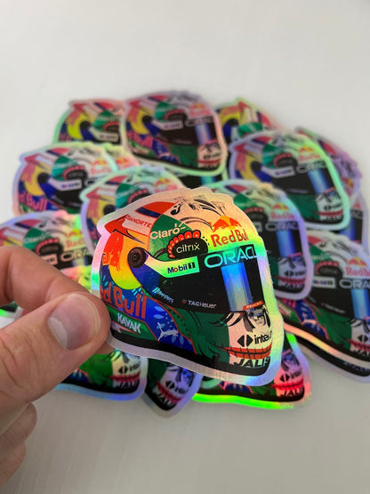 Autocollant holographique pour mini casque F1 de Checo Perez