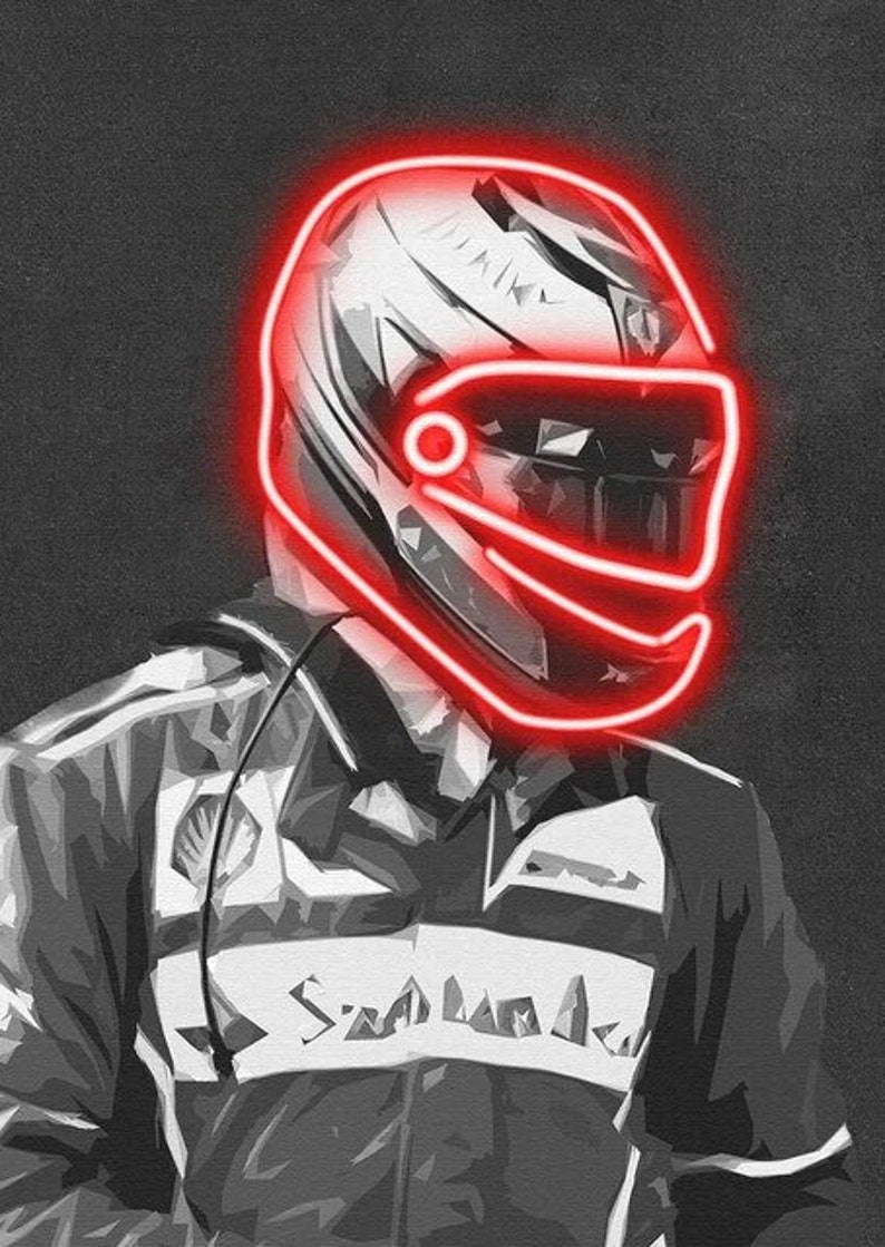 Illuminez la piste : affiche de casque F1 au néon