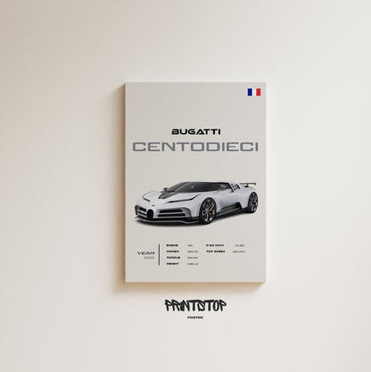 Bugatti Centodieci: Modern Supercar Poster_driver_clothing_drivi.store