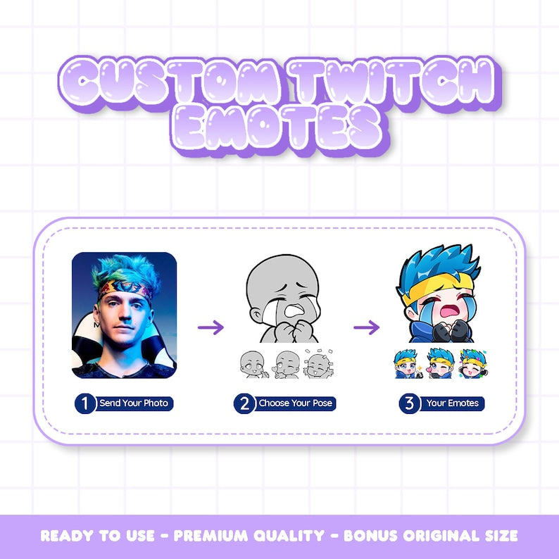 Premium Custom Anime Chibi Emotes for Twitch, Discord, YouTube_driver_clothing_drivi.store